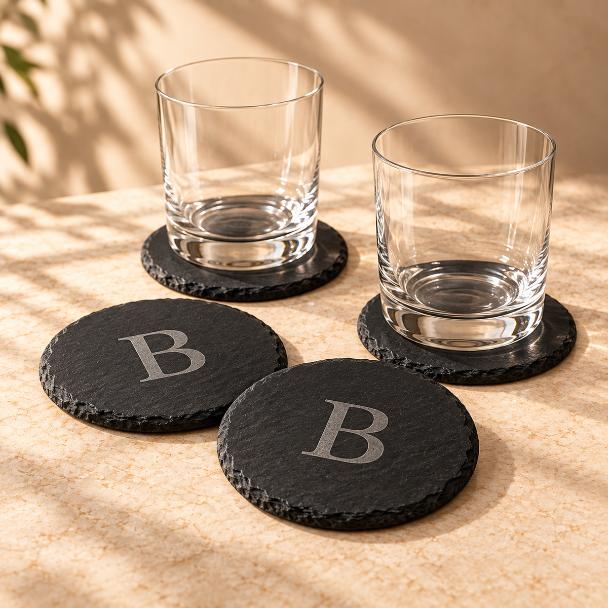 Personalized engraved slate coaster set – view 3