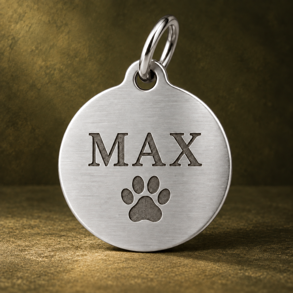 Silver pet tag — illustrative colour example